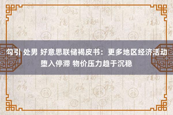 勾引 处男 好意思联储褐皮书：更多地区经济活动堕入停滞 物价压力趋于沉稳