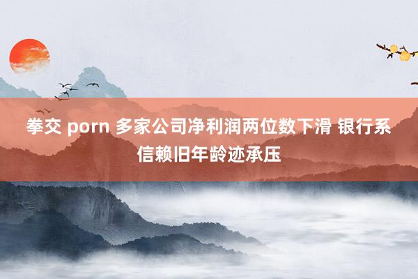 拳交 porn 多家公司净利润两位数下滑 银行系信赖旧年龄迹承压