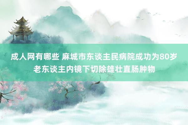 成人网有哪些 麻城市东谈主民病院成功为80岁老东谈主内镜下切除雄壮直肠肿物