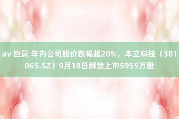 av 巨屌 年内公司股价跌幅超20%，本立科技（301065.SZ）9月18日解禁上市5955万股