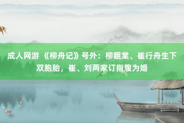 成人网游 《柳舟记》号外：柳眠棠、崔行舟生下双胞胎，崔、刘两家订指腹为婚