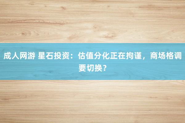 成人网游 星石投资：估值分化正在拘谨，商场格调要切换？