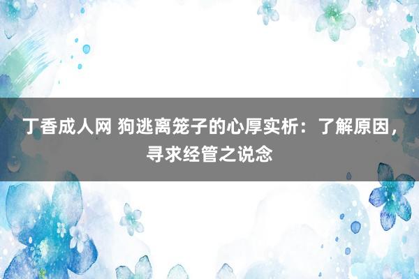 丁香成人网 狗逃离笼子的心厚实析：了解原因，寻求经管之说念