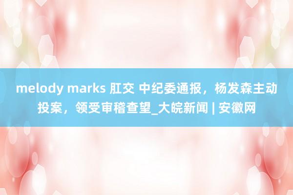 melody marks 肛交 中纪委通报，杨发森主动投案，领受审稽查望_大皖新闻 | 安徽网