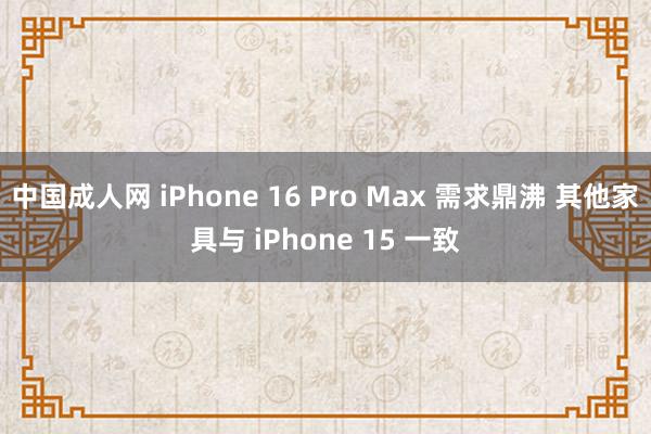 中国成人网 iPhone 16 Pro Max 需求鼎沸 其他家具与 iPhone 15 一致