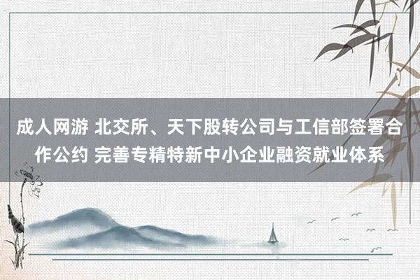 成人网游 北交所、天下股转公司与工信部签署合作公约 完善专精特新中小企业融资就业体系