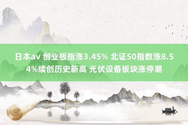 日本av 创业板指涨3.45% 北证50指数涨8.54%续创历史新高 光伏设备板块涨停潮