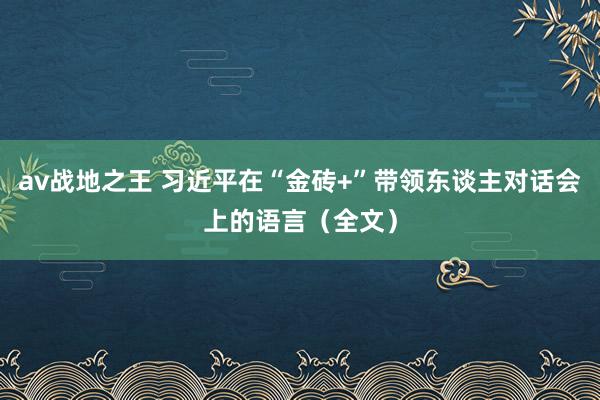 av战地之王 习近平在“金砖+”带领东谈主对话会上的语言（全文）