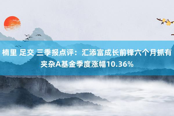 楠里 足交 三季报点评：汇添富成长前锋六个月抓有夹杂A基金季度涨幅10.36%