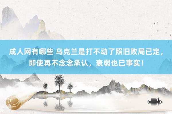 成人网有哪些 乌克兰是打不动了照旧败局已定，即使再不念念承认，衰弱也已事实！