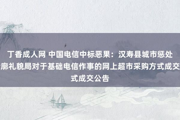 丁香成人网 中国电信中标恶果：汉寿县城市惩处和轮廓礼貌局对于基础电信作事的网上超市采购方式成交公告