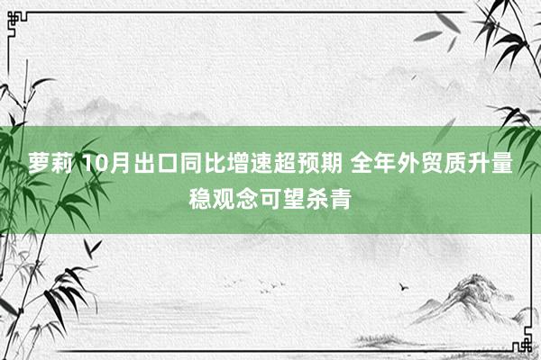 萝莉 10月出口同比增速超预期 全年外贸质升量稳观念可望杀青