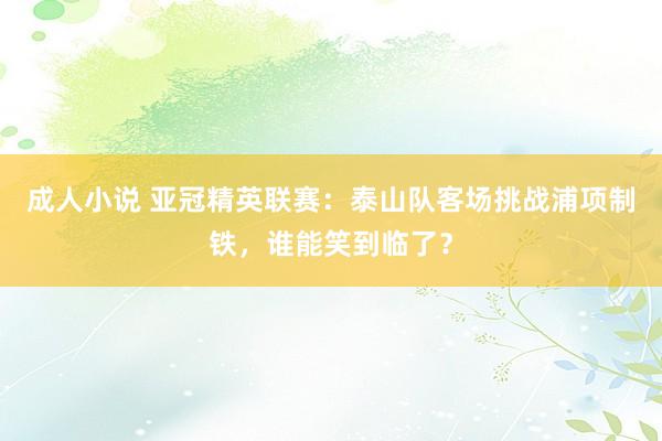 成人小说 亚冠精英联赛：泰山队客场挑战浦项制铁，谁能笑到临了？