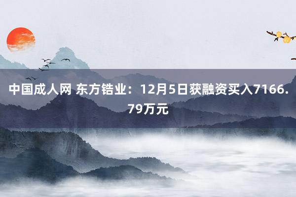 中国成人网 东方锆业：12月5日获融资买入7166.79万元