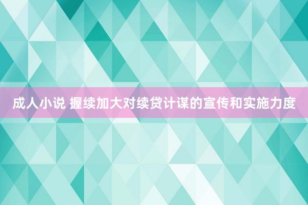 成人小说 握续加大对续贷计谋的宣传和实施力度