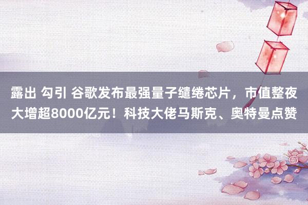 露出 勾引 谷歌发布最强量子缱绻芯片，市值整夜大增超8000亿元！科技大佬马斯克、奥特曼点赞