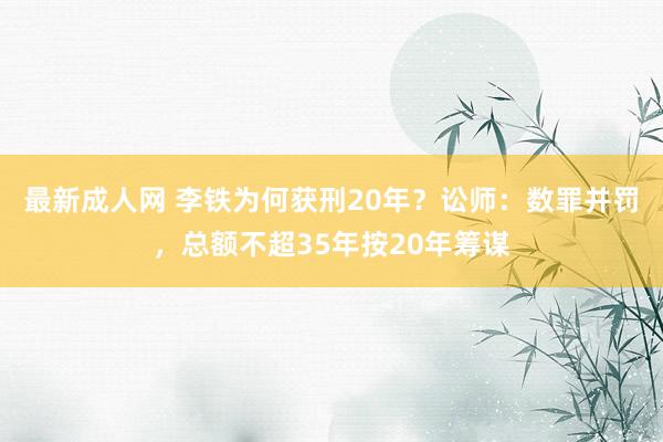 最新成人网 李铁为何获刑20年？讼师：数罪并罚，总额不超35年按20年筹谋