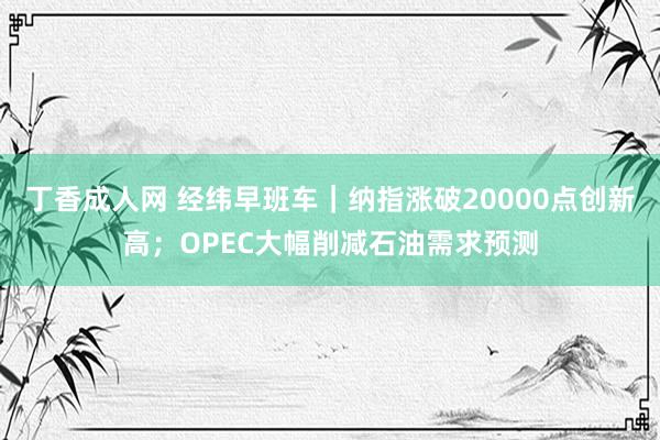 丁香成人网 经纬早班车｜纳指涨破20000点创新高；OPEC大幅削减石油需求预测