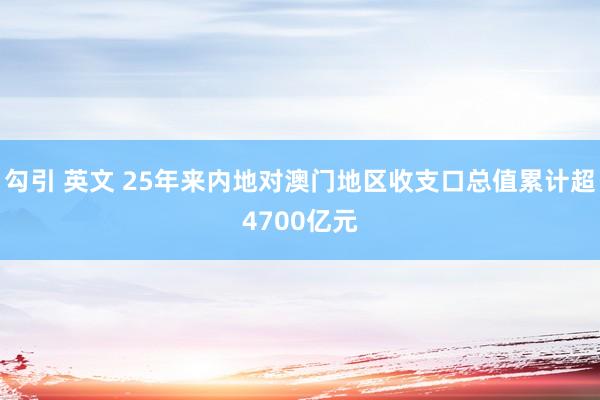 勾引 英文 25年来内地对澳门地区收支口总值累计超4700亿元