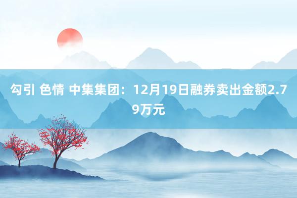 勾引 色情 中集集团：12月19日融券卖出金额2.79万元