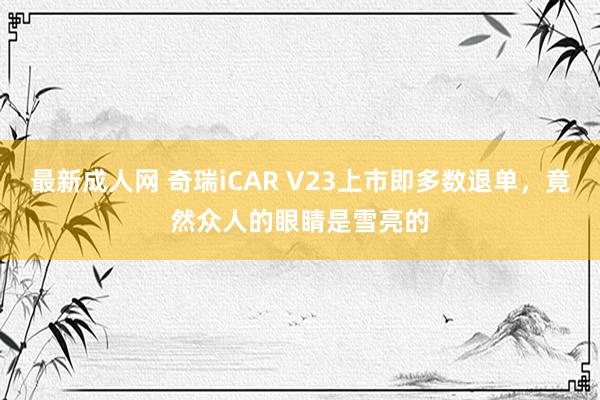 最新成人网 奇瑞iCAR V23上市即多数退单，竟然众人的眼睛是雪亮的