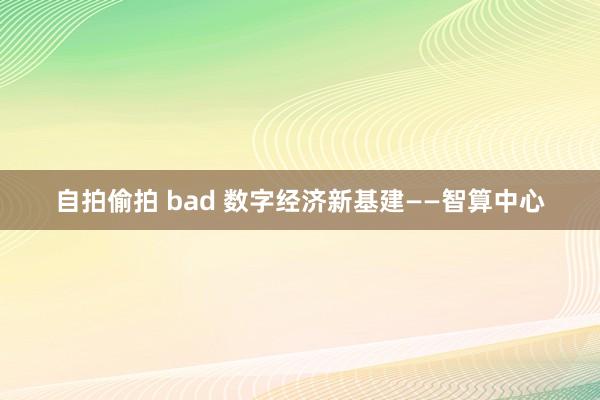 自拍偷拍 bad 数字经济新基建——智算中心