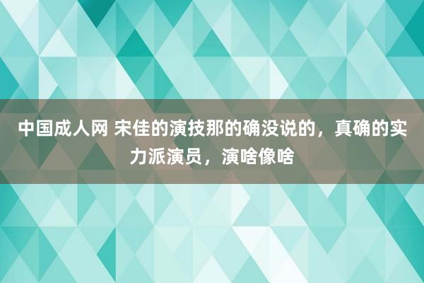 中国成人网 宋佳的演技那的确没说的，真确的实力派演员，演啥像啥