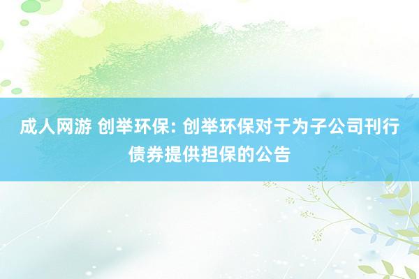 成人网游 创举环保: 创举环保对于为子公司刊行债券提供担保的公告