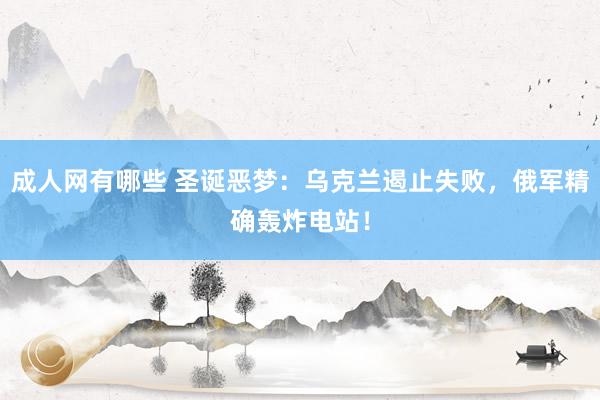 成人网有哪些 圣诞恶梦：乌克兰遏止失败，俄军精确轰炸电站！