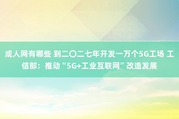 成人网有哪些 到二〇二七年开发一万个5G工场 工信部：推动“5G+工业互联网”改造发展