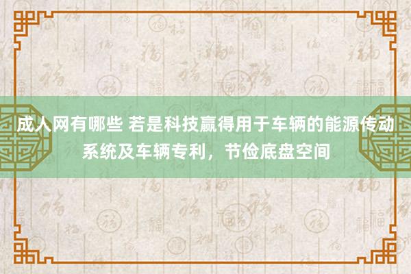 成人网有哪些 若是科技赢得用于车辆的能源传动系统及车辆专利，节俭底盘空间