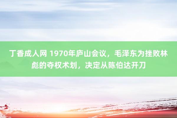 丁香成人网 1970年庐山会议，毛泽东为挫败林彪的夺权术划，决定从陈伯达开刀