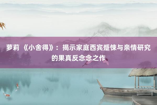 萝莉 《小舍得》：揭示家庭西宾蹙悚与亲情研究的果真反念念之作