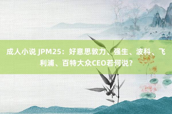 成人小说 JPM25：好意思敦力、强生、波科、飞利浦、百特大众CEO若何说？